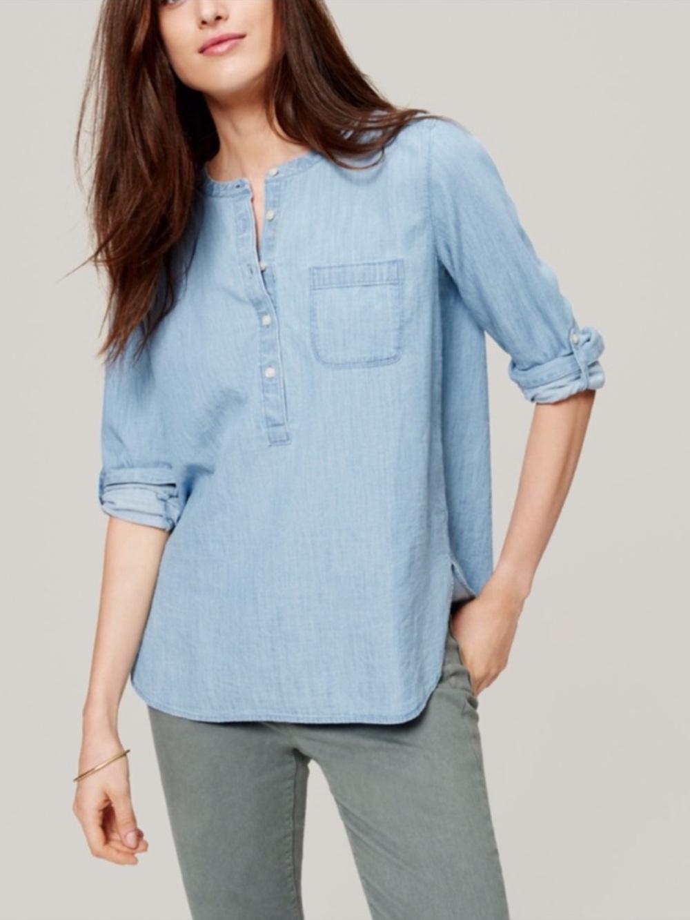 LOFT Softened Chambray Shirt